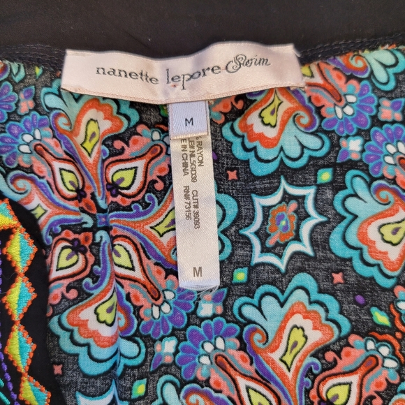 Nanette Lepore Swim Paloma Embroidered Tunic Beach Pool Coverup Dress Sz Medium - Picture 12 of 14